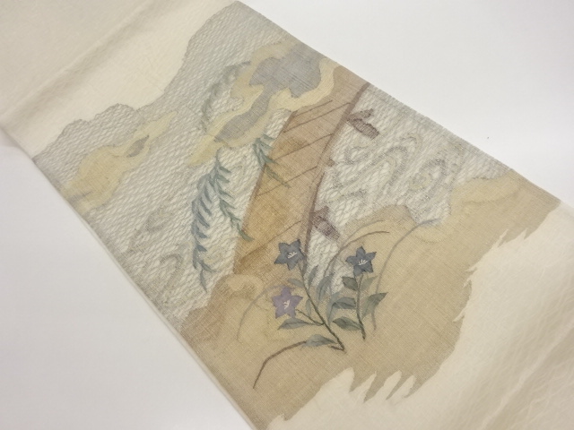 JAPANESE FUKURO OBI FOR SUMMER / TSUMUGI / SILK / WOVEN STREAM